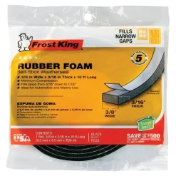 Frost King Black Rubber Foam Weather Seal For Doors and Windows 10 ft. L X 0.19 in.