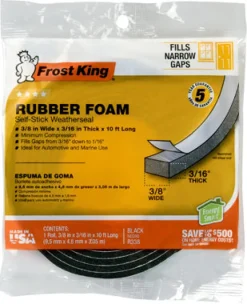 Frost King Black Rubber Foam Weather Seal For Doors and Windows 10 ft. L X 0.19 in.