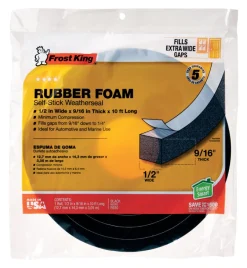 Frost King Black Rubber Foam Weather Seal For Doors and Windows 10 ft. L X 0.57 in.