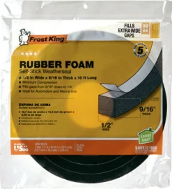 Frost King Black Rubber Foam Weather Seal For Doors and Windows 10 ft. L X 0.57 in.