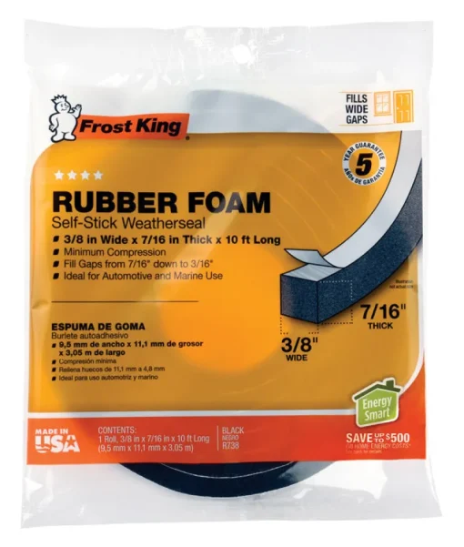 Frost King Black Rubber Foam Weather Seal For Doors and Windows 10 ft. L X 0.44 in.