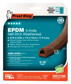 Frost King Brown EPDM Rubber Foam Weather Seal For Doors and Windows 17 ft. L X 0.25 in.