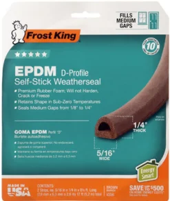 Frost King Brown EPDM Rubber Foam Weather Seal For Doors and Windows 17 ft. L X 0.25 in.