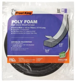Frost King Charcoal Poly Foam Weather Seal For Doors and Windows 17 ft. L X 0.5 in.