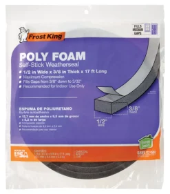 Frost King Charcoal Poly Foam Weather Seal For Doors and Windows 17 ft. L X 0.38 in.