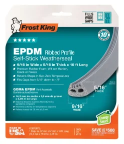 Frost King Gray EPDM Rubber Foam Weather Seal For Doors and Windows 10 ft. L X 0.32 in.
