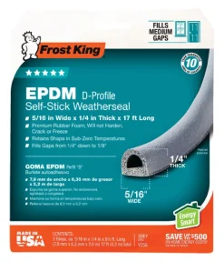 Frost King Gray EPDM Rubber Foam Weather Seal For Doors and Windows 17 ft. L X 0.25 in.