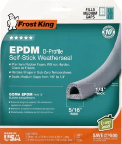 Frost King Gray EPDM Rubber Foam Weather Seal For Doors and Windows 17 ft. L X 0.25 in.