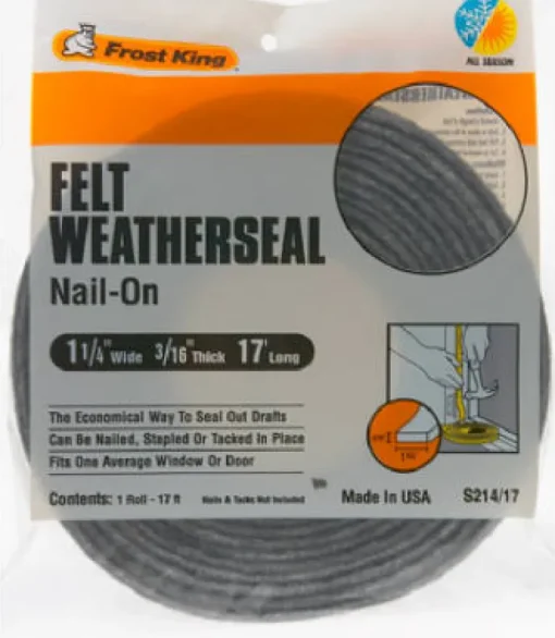 Frost King Gray Felt Weather Seal For Doors and Windows 17 ft. L X 0.19 in.