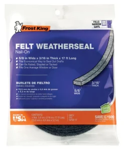 Frost King Gray Felt Weather Seal For Doors and Windows 17 ft. L X 0.19 in.