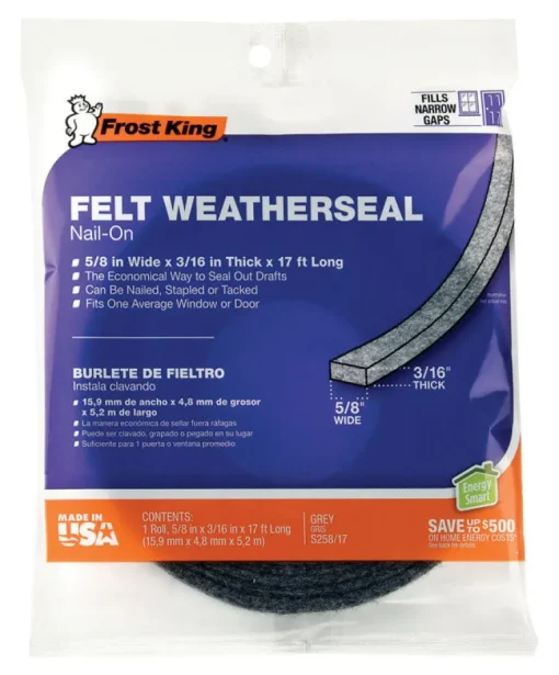Frost King Gray Felt Weather Seal For Doors and Windows 17 ft. L X 0.19 in.