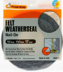 Frost King Gray Felt Weather Seal For Doors and Windows 17 ft. L X 0.19 in.