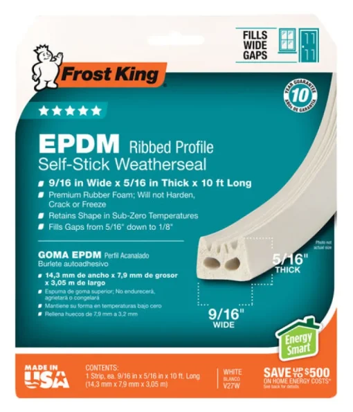 Frost King White EPDM Rubber Foam Weather Stripping Tape for Doors and Windows 10 ft. L x 5/16 in. T
