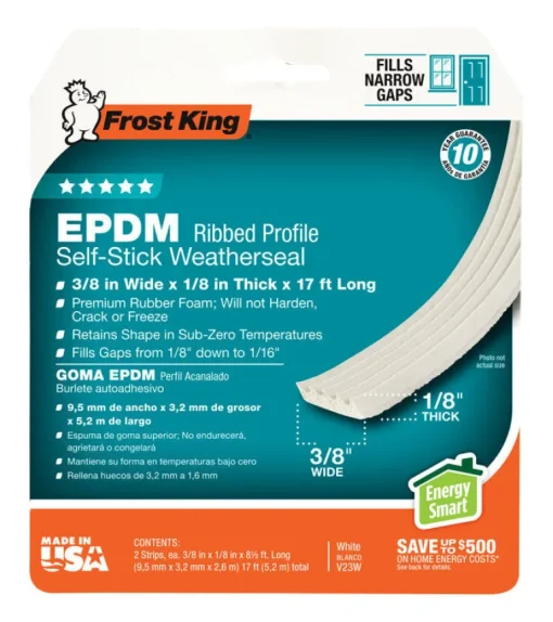 Frost King White EPDM Rubber Foam Weather Seal For Doors and Windows 17 ft. L X 0.13 in.