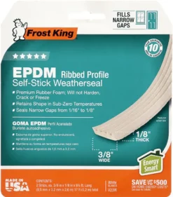Frost King White EPDM Rubber Foam Weather Seal For Doors and Windows 17 ft. L X 0.13 in.
