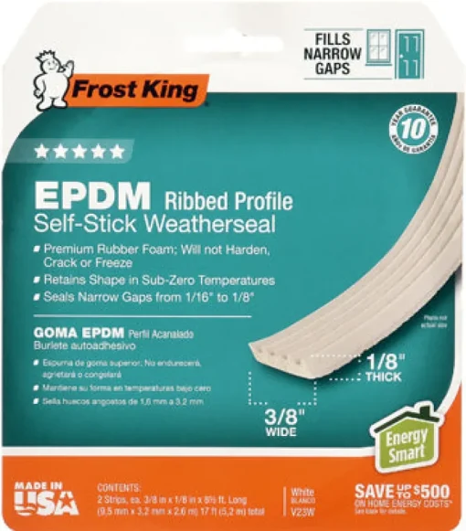Frost King White EPDM Rubber Foam Weather Seal For Doors and Windows 17 ft. L X 0.13 in.