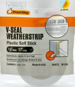 Frost King White Plastic V-Shaped Weatherstrip for Doors and Windows 7/8 in. Thick x 17 ft. L