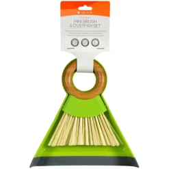 Full Circle Green Plastic Mini Brush & Dustpan Set for Kids Mealtime