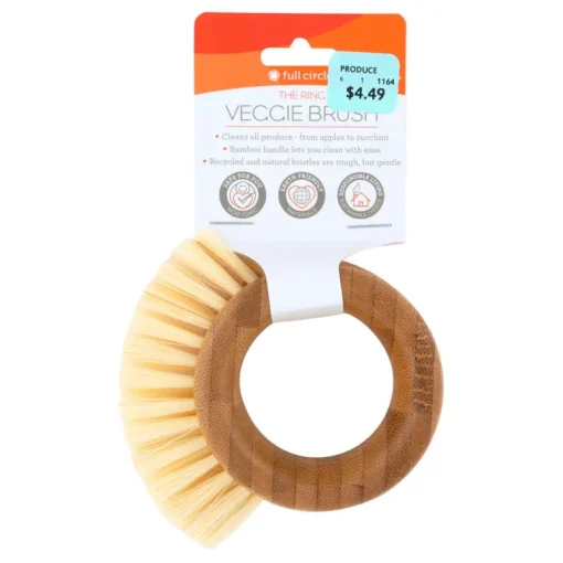 Full Circle The Ring 3.74 in. W Medium Bristle 3.54 in. Bamboo Handle Vegetable Brush