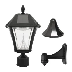 Gama Sonic Baytown Semi-Gloss Black Solar Powered 2.4 W LED Lantern 1 pk