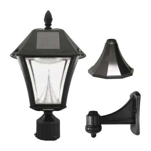 Gama Sonic Baytown Semi-Gloss Black Solar Powered 2.4 W LED Lantern 1 pk