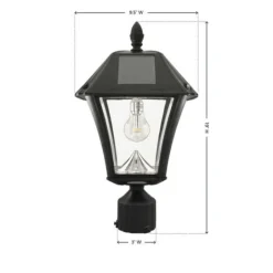 Gama Sonic Baytown Semi-Gloss Black Solar Powered 2.4 W LED Lantern 1 pk