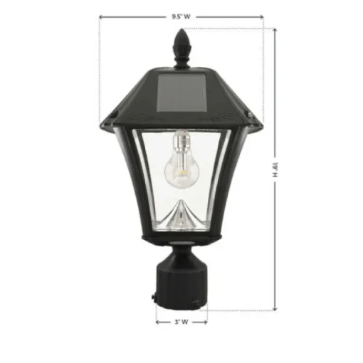 Gama Sonic Baytown Semi-Gloss Black Solar Powered 2.4 W LED Lantern 1 pk