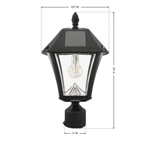 Gama Sonic Baytown Semi-Gloss Black Solar Powered 2.4 W LED Lantern 1 pk