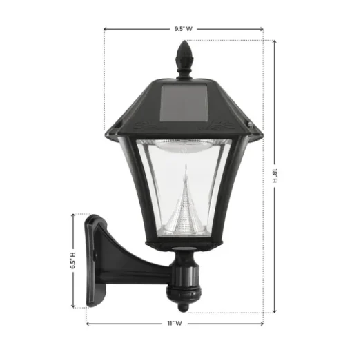 Gama Sonic Baytown Semi-Gloss Black Solar Powered 2.4 W LED Lantern 1 pk