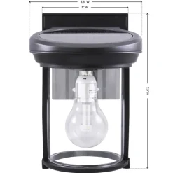 Gama Sonic Solar Coach Lantern Semi-Gloss Black Dusk to Dawn LED Wall Lantern