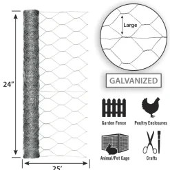 Garden Craft 24 in. H x 25 ft. L 20 Ga. Silver Poultry Netting