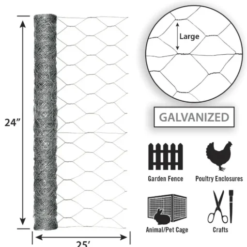 Garden Craft 24 in. H x 25 ft. L 20 Ga. Silver Poultry Netting