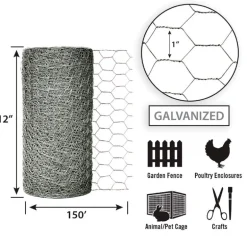 Garden Craft 12 in. H x 150 ft. L 20 Ga. Silver Poultry Netting