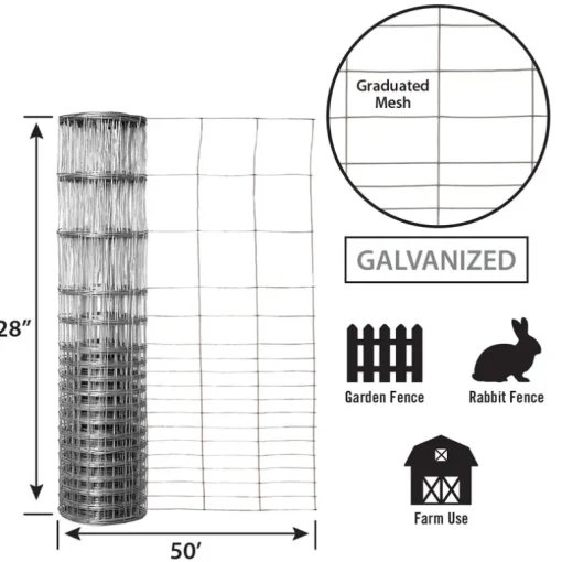 Garden Craft 28 in. H X 50 ft. L Galvanized Steel Welded Wire Fence