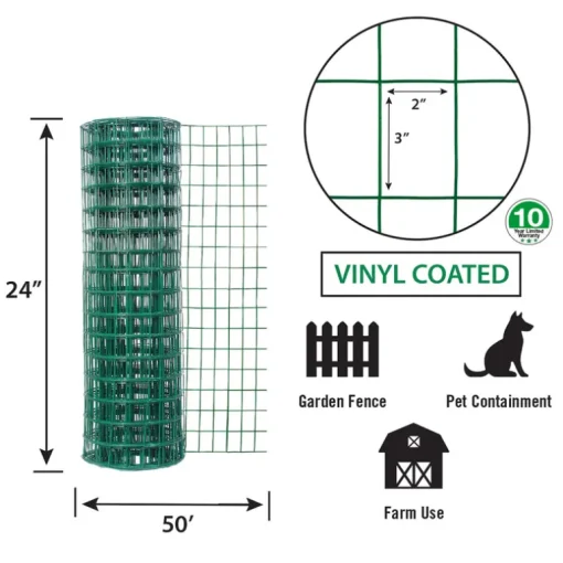 Garden Craft 24 in. H X 50 ft. L Steel Welded Wire Fence 2x3 in.