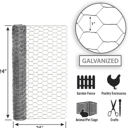 Garden Craft 24 in. H X 25 ft. L Galvanized Steel Fencing 1 in. X 1 in. in.