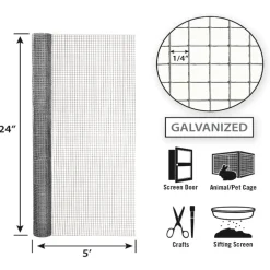 Garden Craft 24 in. H X 5 ft. L Galvanized Steel Hardware Cloth 1/4 in.