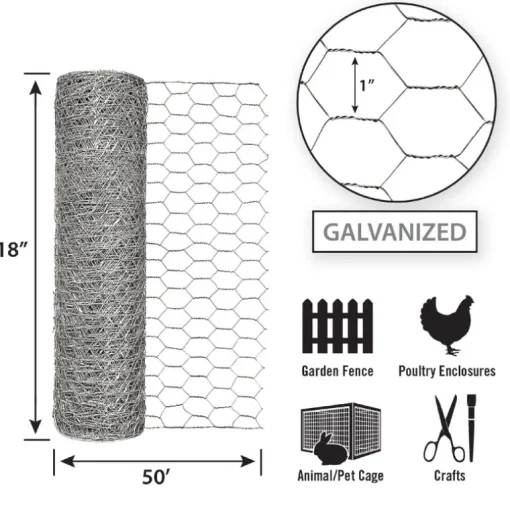Garden Craft 18 in. H X 50 ft. L Galvanized Steel Fencing 1 in. X 1 in. in.