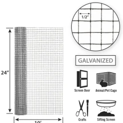 Garden Craft 36 in. H X 50 ft. L Galvanized Steel Hardware Cloth 1/2 in.