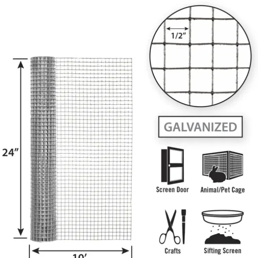 Garden Craft 36 in. H X 50 ft. L Galvanized Steel Hardware Cloth 1/2 in.