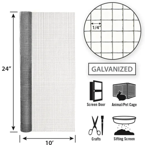 Garden Craft 24 in. H X 25 ft. L Galvanized Steel Hardware Cloth 1/2 in.