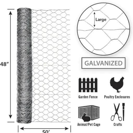 Garden Craft 48 in. H X 50 ft. L Galvanized Steel Fencing 2 in.