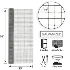 Garden Craft 48 in. H X 25 ft. L Galvanized Steel Hardware Cloth 1/2 in.