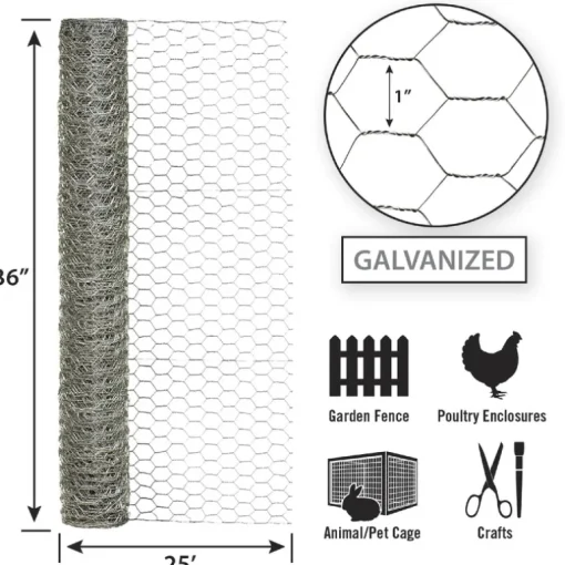 Garden Craft 36 in. H X 25 ft. L Galvanized Steel Fencing 1 in. X 1 in. in.