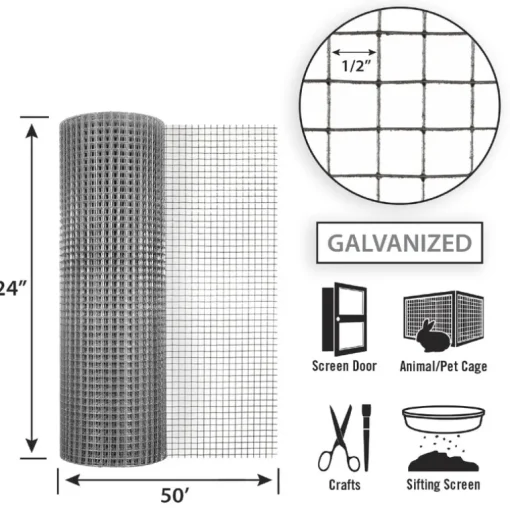 Garden Craft 24 in. H X 50 ft. L Galvanized Steel Hardware Cloth 1/2 in.