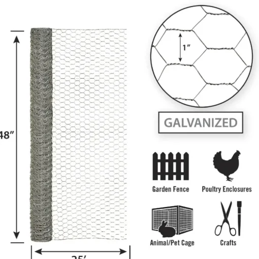 Garden Craft 48 in. H X 25 ft. L Galvanized Steel Fencing 1 in. X 1 in. in.