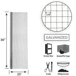 Garden Craft 36 in. H X 25 ft. L Galvanized Steel Hardware Cloth 1/4 in.
