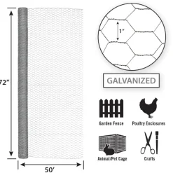 Garden Craft 72 in. H X 50 ft. L Galvanized Steel Fencing 1 in. X 1 in. in.