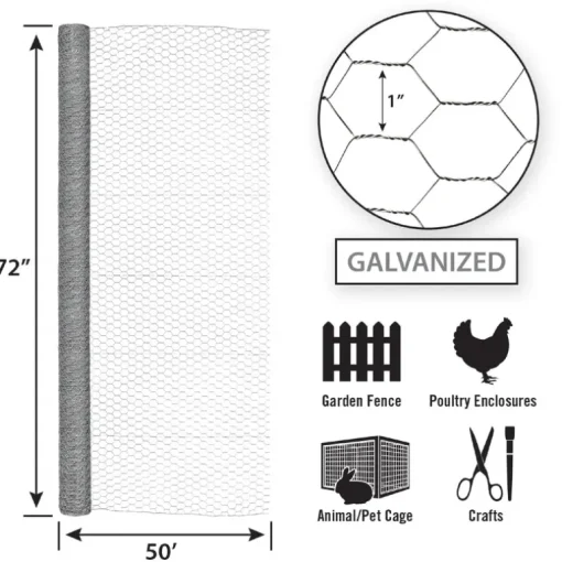 Garden Craft 72 in. H X 50 ft. L Galvanized Steel Fencing 1 in. X 1 in. in.