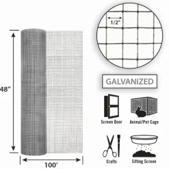 Garden Craft 48 in. H X 100 ft. L Galvanized Steel Hardware Cloth 1/2 in.
